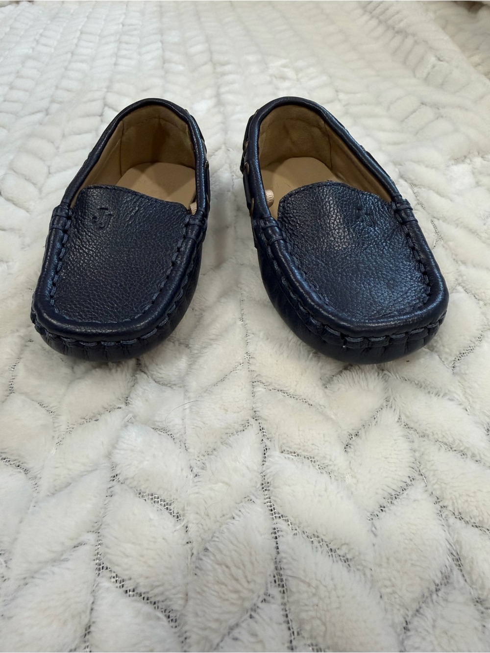 NWOT Janie and Jack Navy Pebbled Leather Moccasins